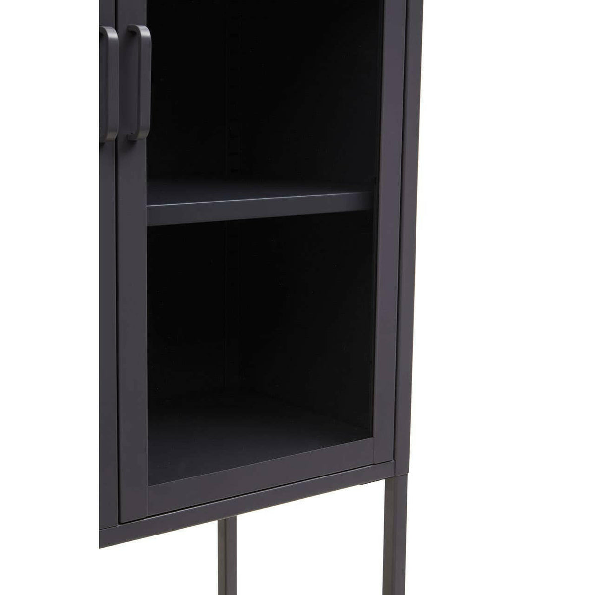 Acier Two Door Grey Cabinet With Shelf.