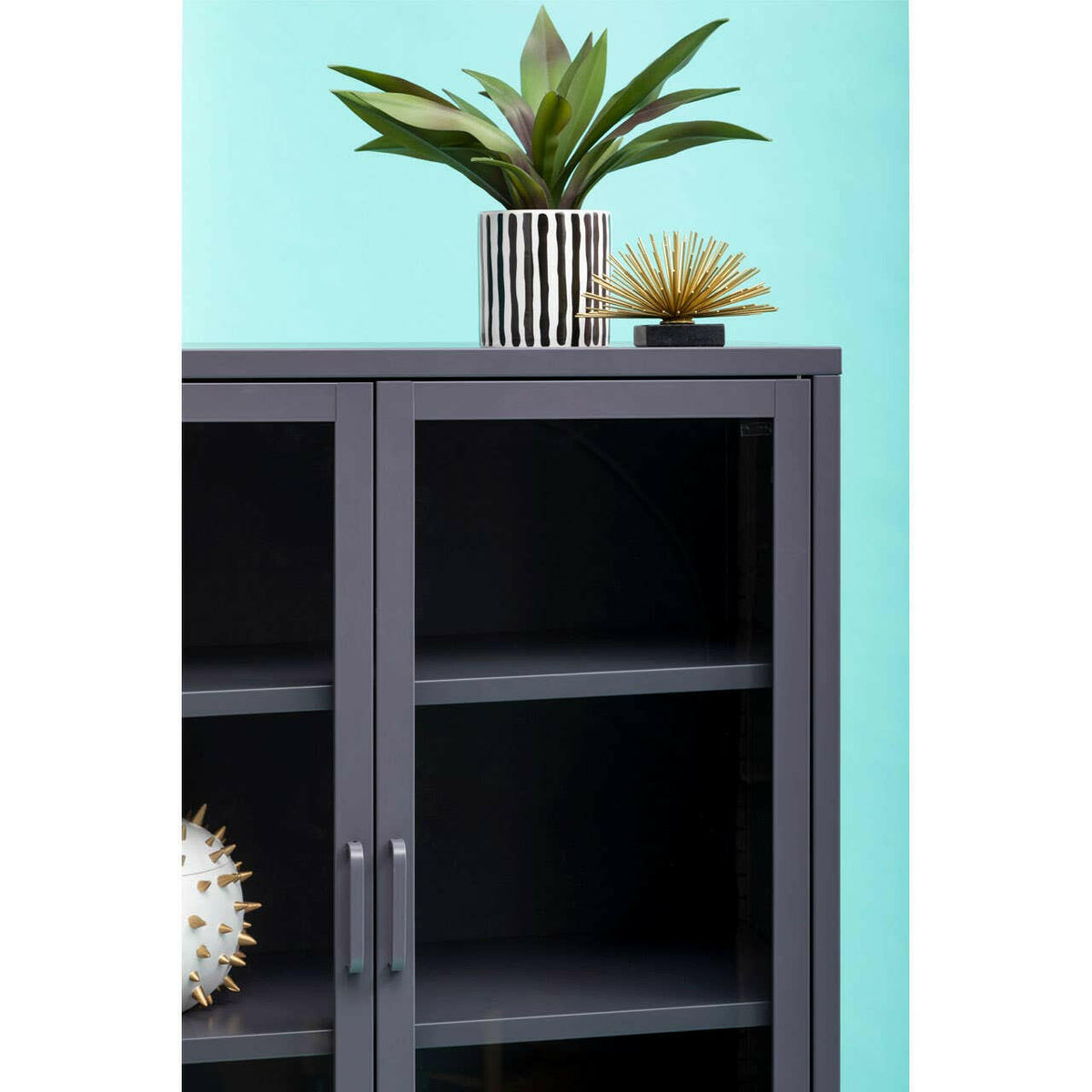 Acier Two Door Grey Cabinet With Shelf.