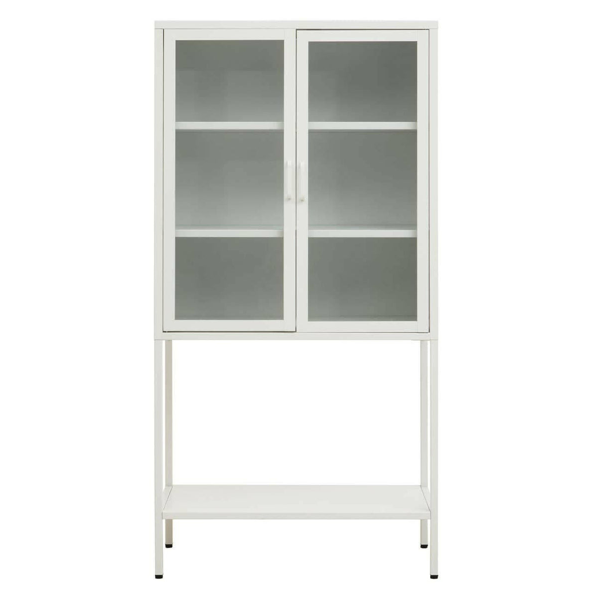 Acier Two Door White Cabinet With Shelf.