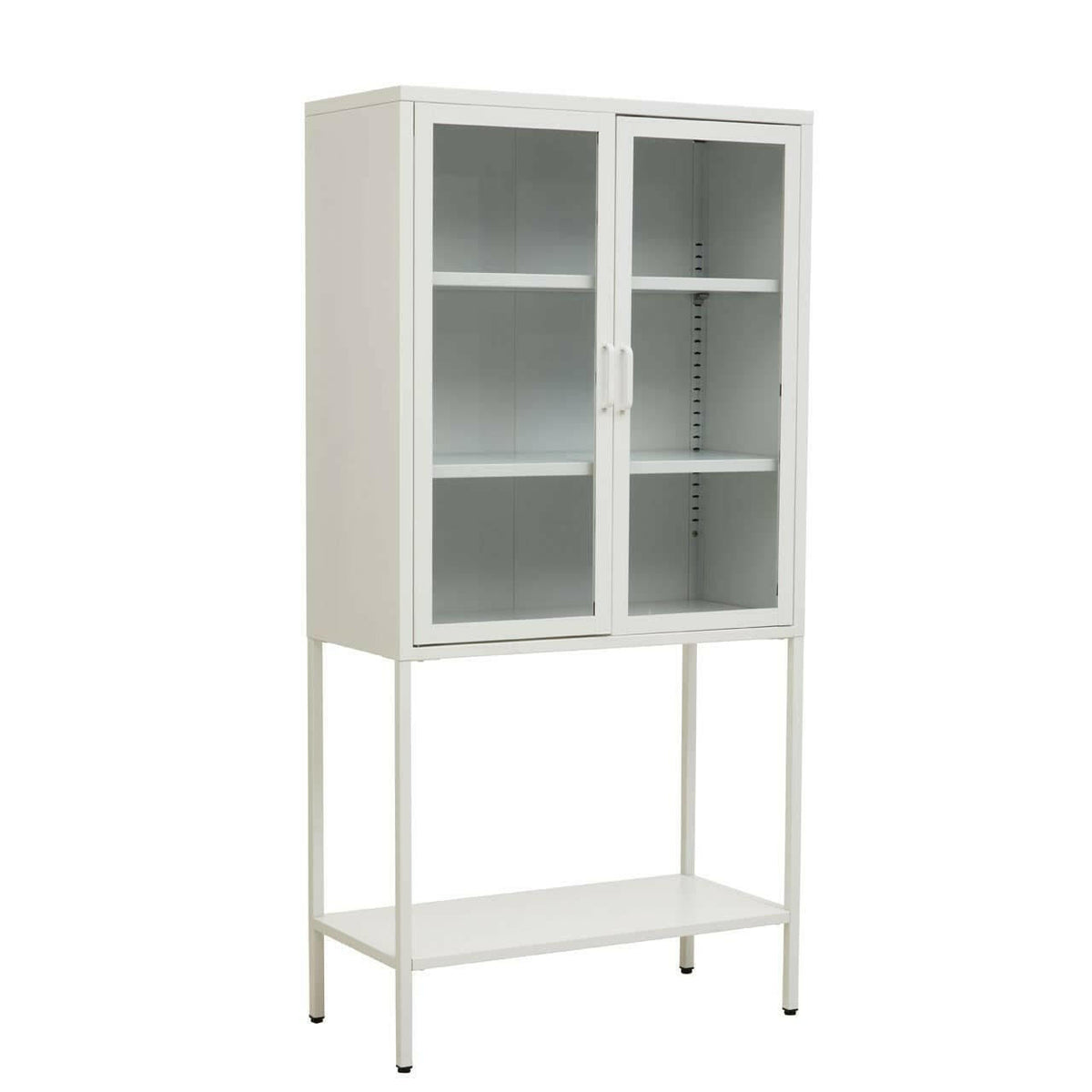 Acier Two Door White Cabinet With Shelf.