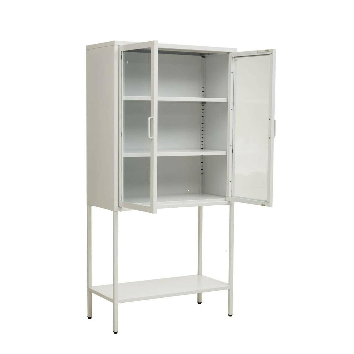 Acier Two Door White Cabinet With Shelf.
