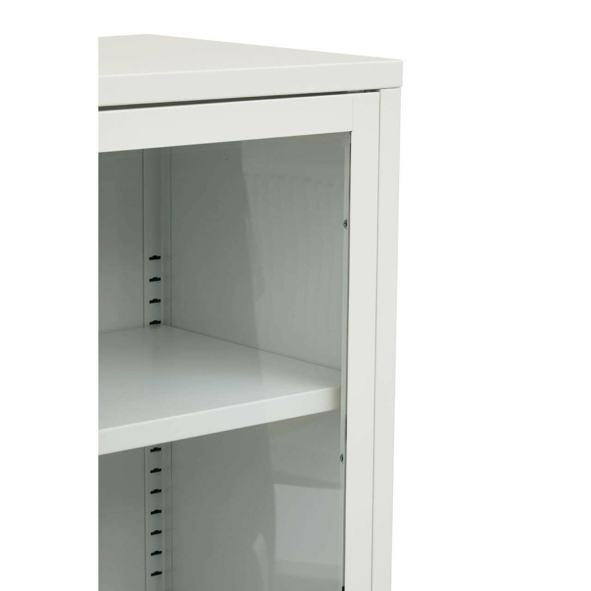 Acier Two Door White Cabinet With Shelf.