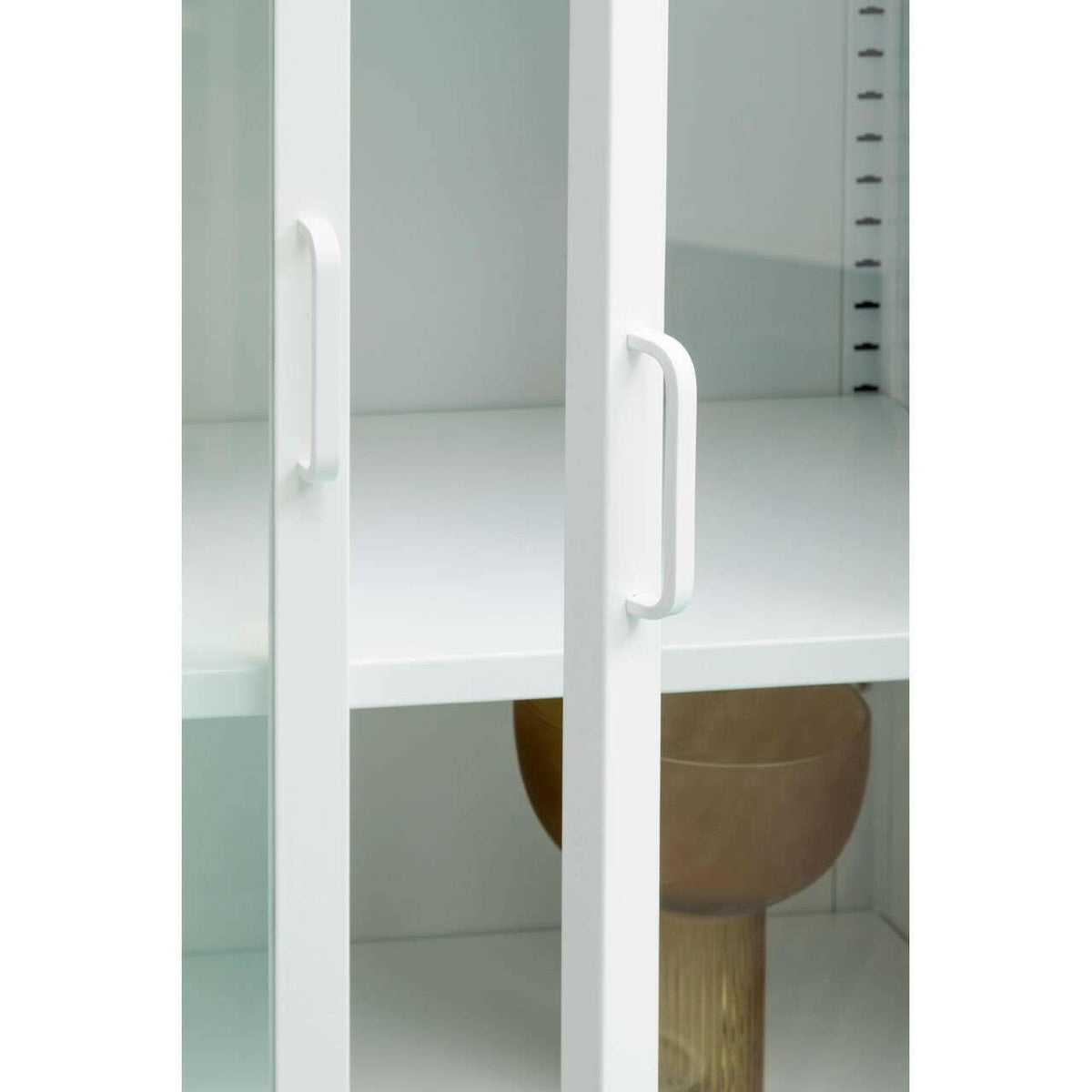 Acier Two Door White Cabinet With Shelf.