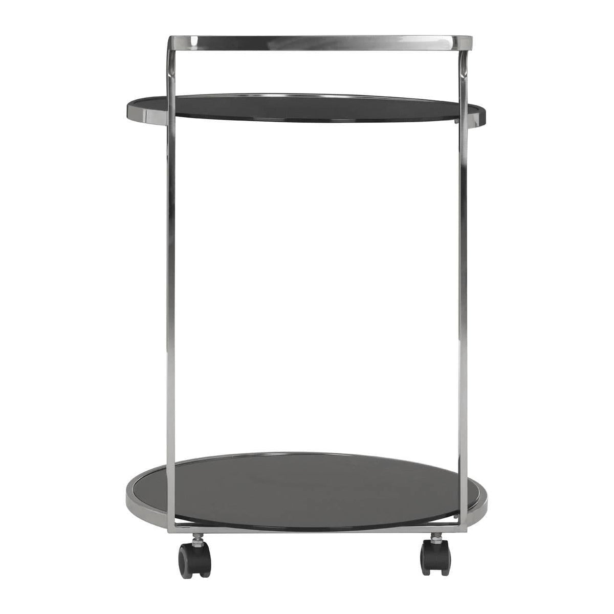 Noosa & Co. Living Ackley 2 Tier Silver Drinks Trolley with Black Glass House of Isabella UK