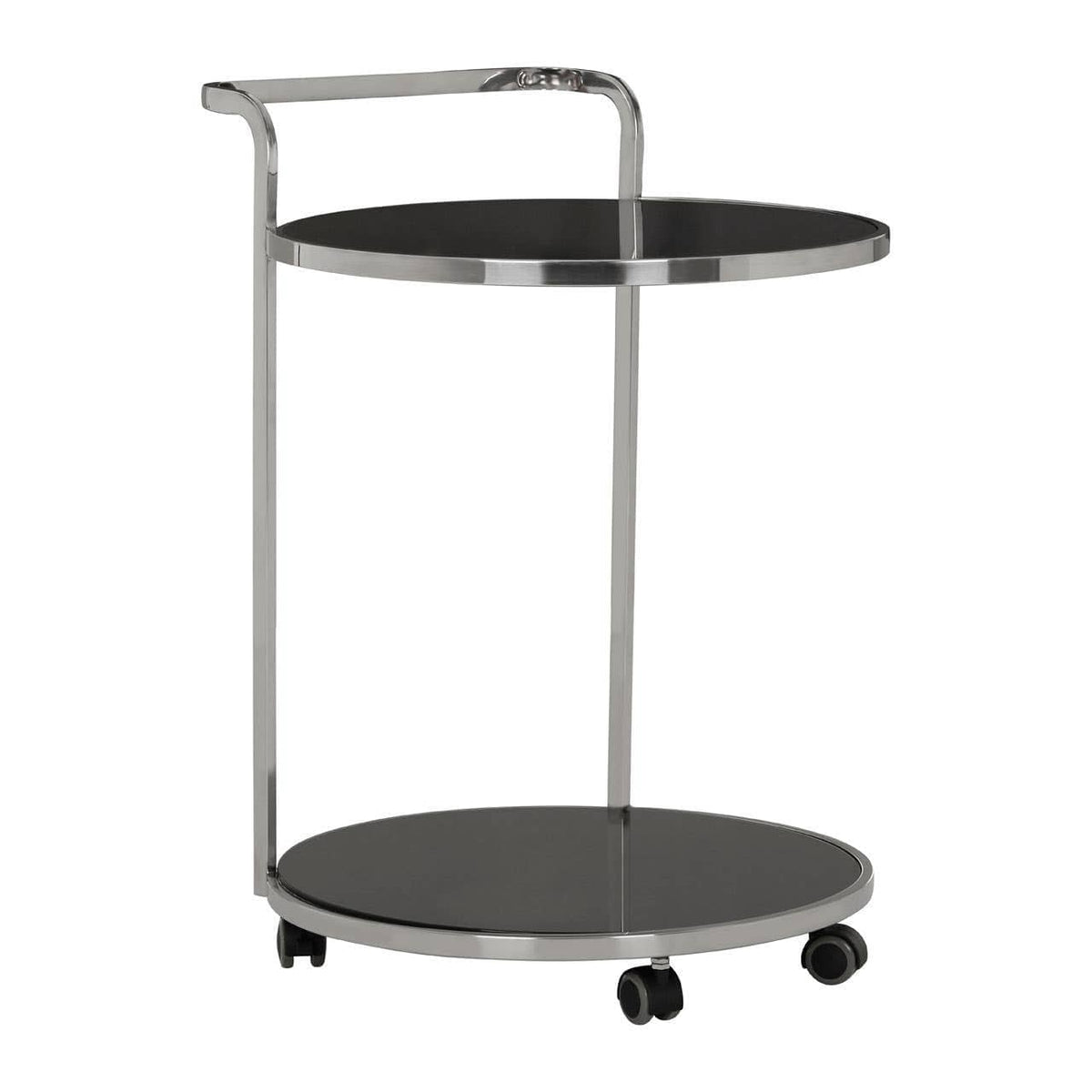 Noosa & Co. Living Ackley 2 Tier Silver Drinks Trolley with Black Glass House of Isabella UK
