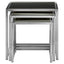 Noosa & Co. Living Ackley Chrome Set Of 3 Nesting Tables with Black Glass House of Isabella UK