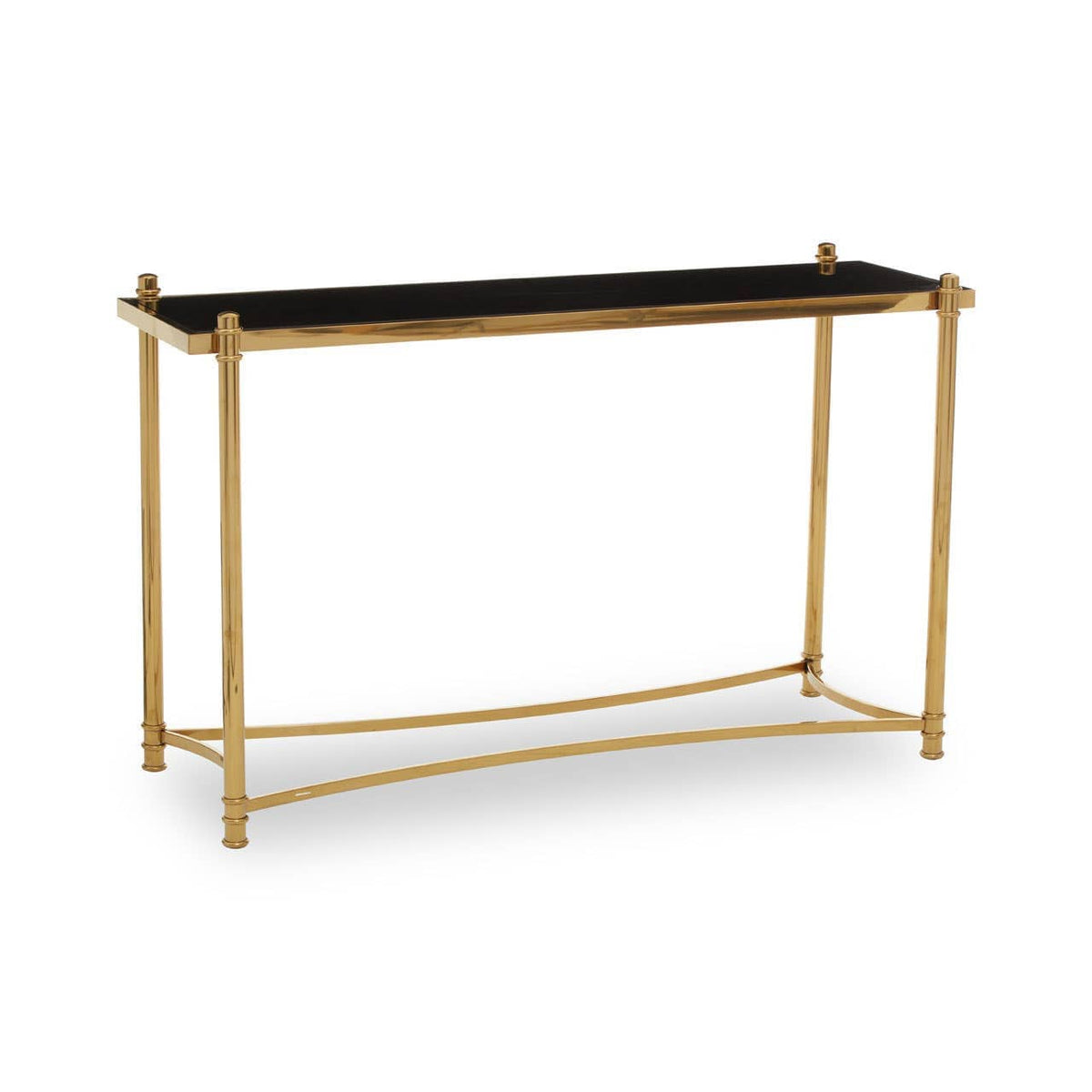 Noosa & Co. Living Ackley Gold Console Table with Black Glass House of Isabella UK