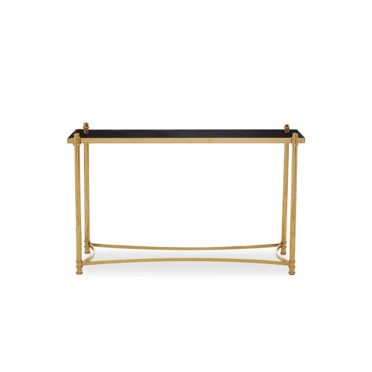 Noosa & Co. Living Ackley Gold Console Table with Black Glass House of Isabella UK