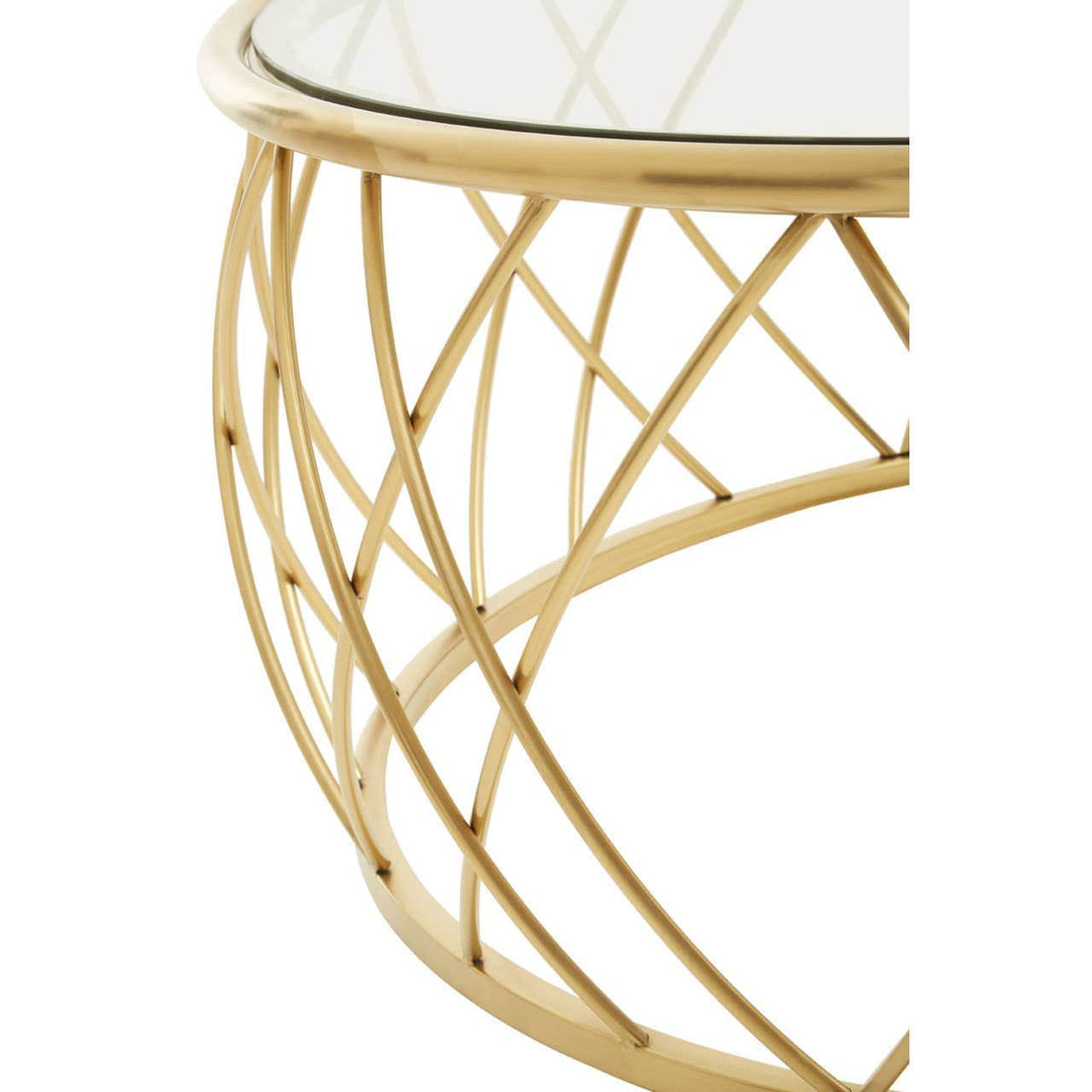 Noosa & Co. Living Ackley Gold Round Coffee Table with Clear Glass House of Isabella UK