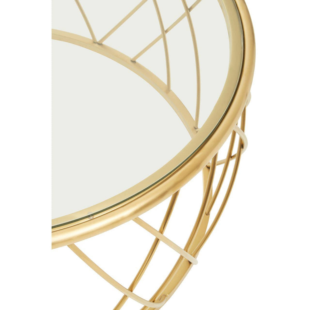 Noosa & Co. Living Ackley Gold Round Coffee Table with Clear Glass House of Isabella UK