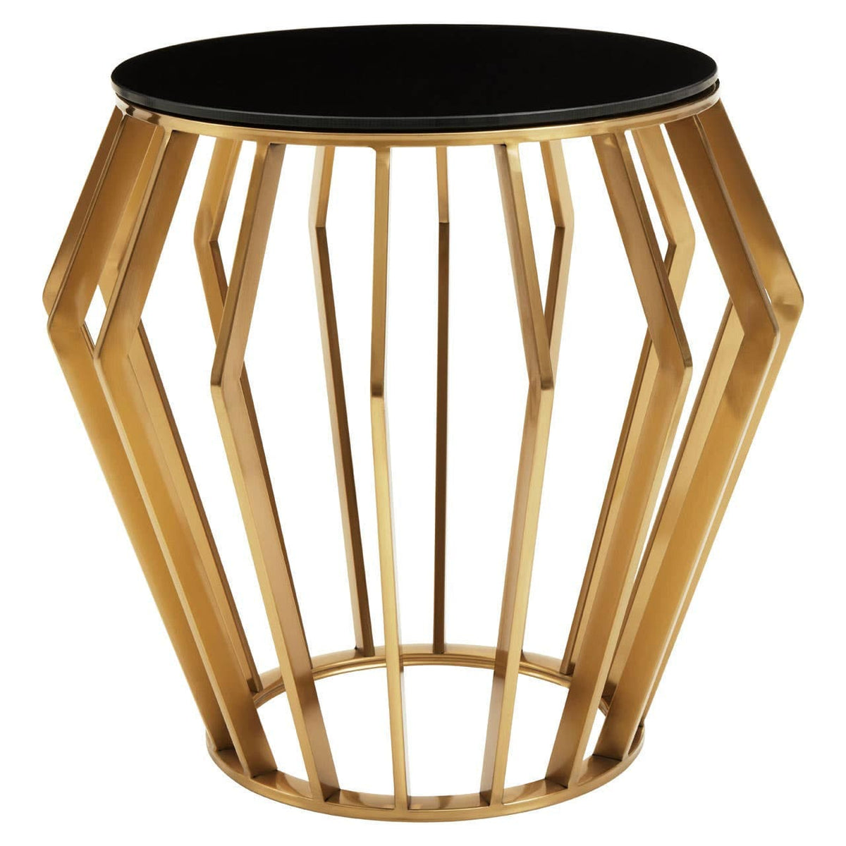 Noosa & Co. Living Ackley Gold Round Side Table with Black Glass House of Isabella UK