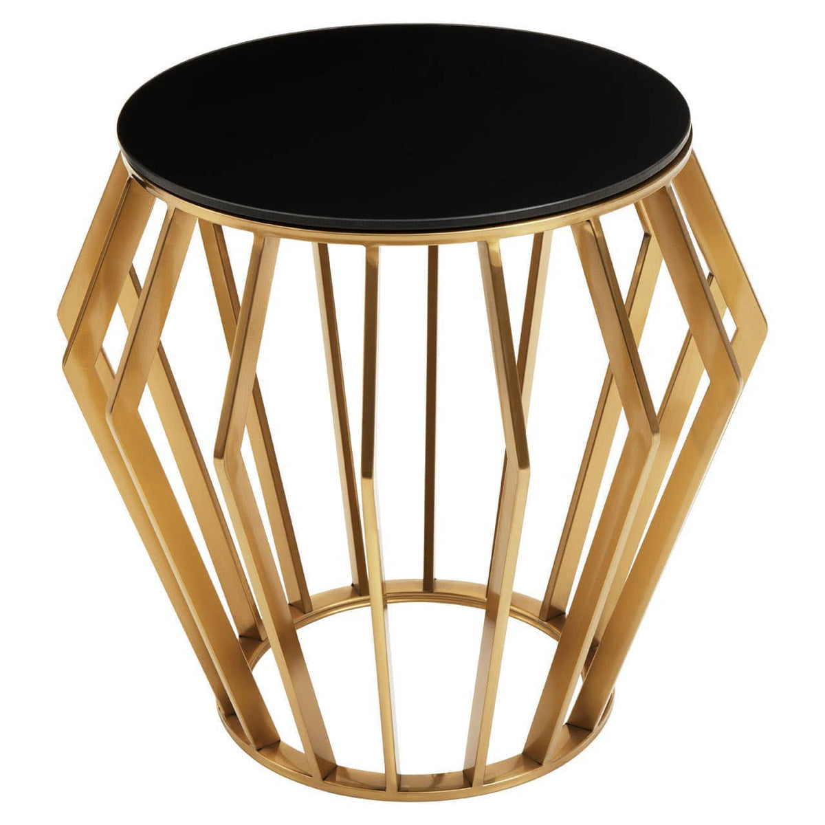 Noosa & Co. Living Ackley Gold Round Side Table with Black Glass House of Isabella UK