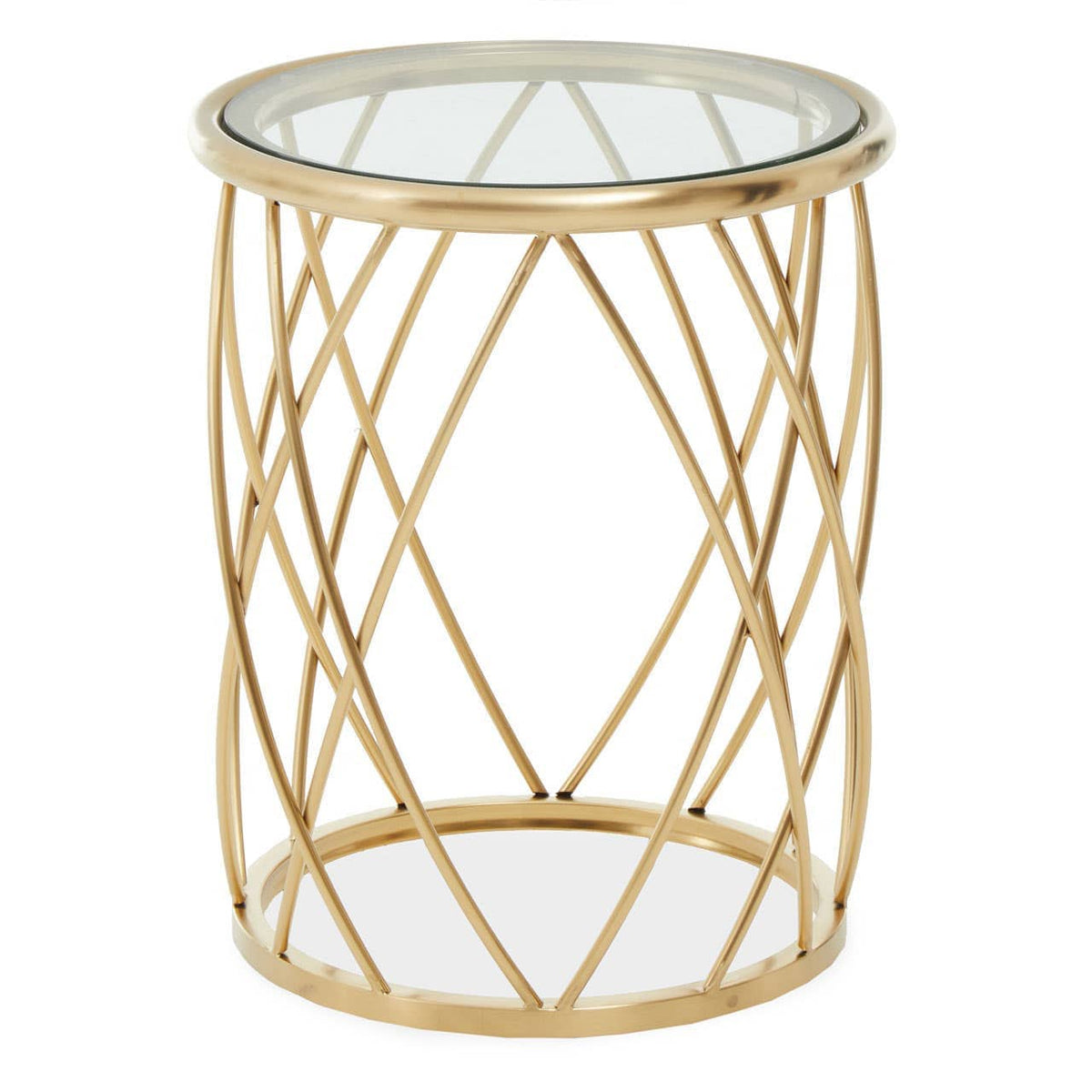 Noosa & Co. Living Ackley Gold Round Side Table with Clear Glass House of Isabella UK