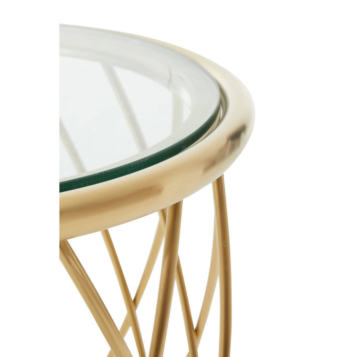 Noosa & Co. Living Ackley Gold Round Side Table with Clear Glass House of Isabella UK
