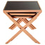 Noosa & Co. Living Ackley Rose Gold Set of 3 Nesting Tables with Black Glass House of Isabella UK