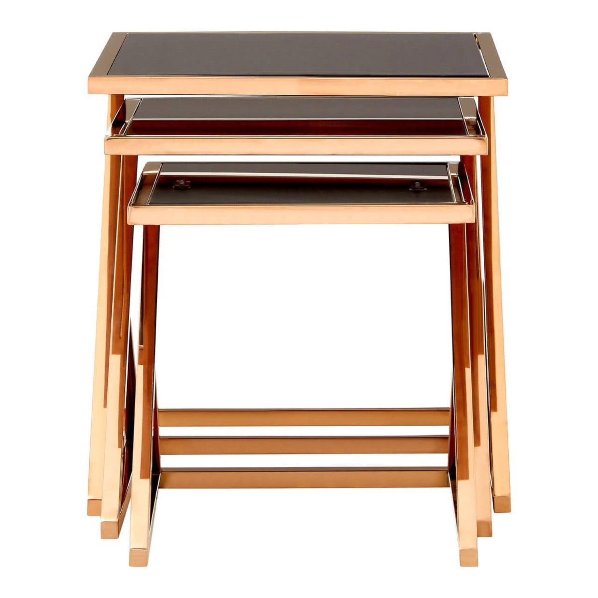 Ackley Set Of 3 Rose Gold Finish Nesting Tables.