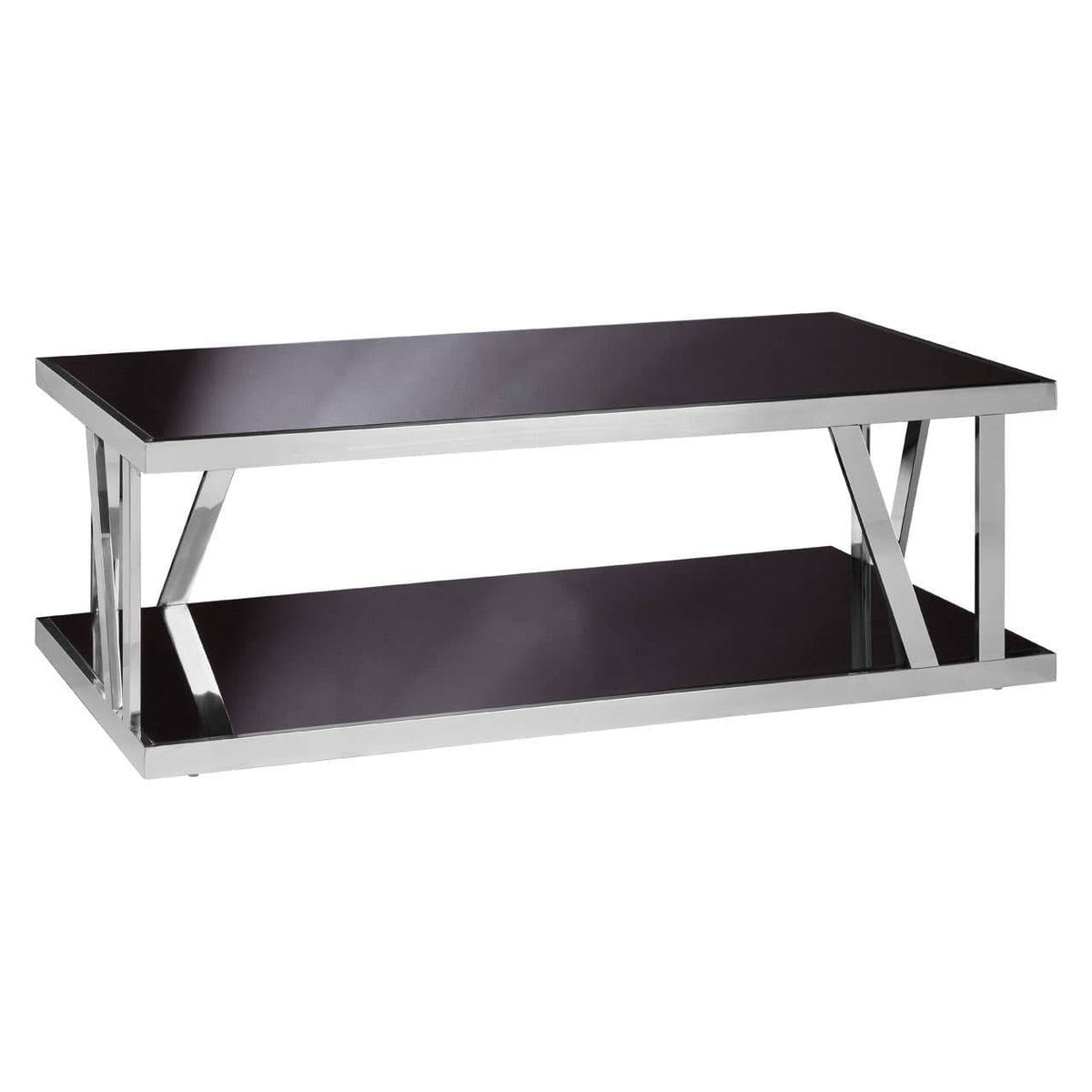 Noosa & Co. Living Ackley Silver Coffee Table with Black Glass House of Isabella UK