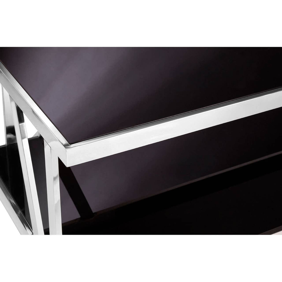 Noosa & Co. Living Ackley Silver Coffee Table with Black Glass House of Isabella UK