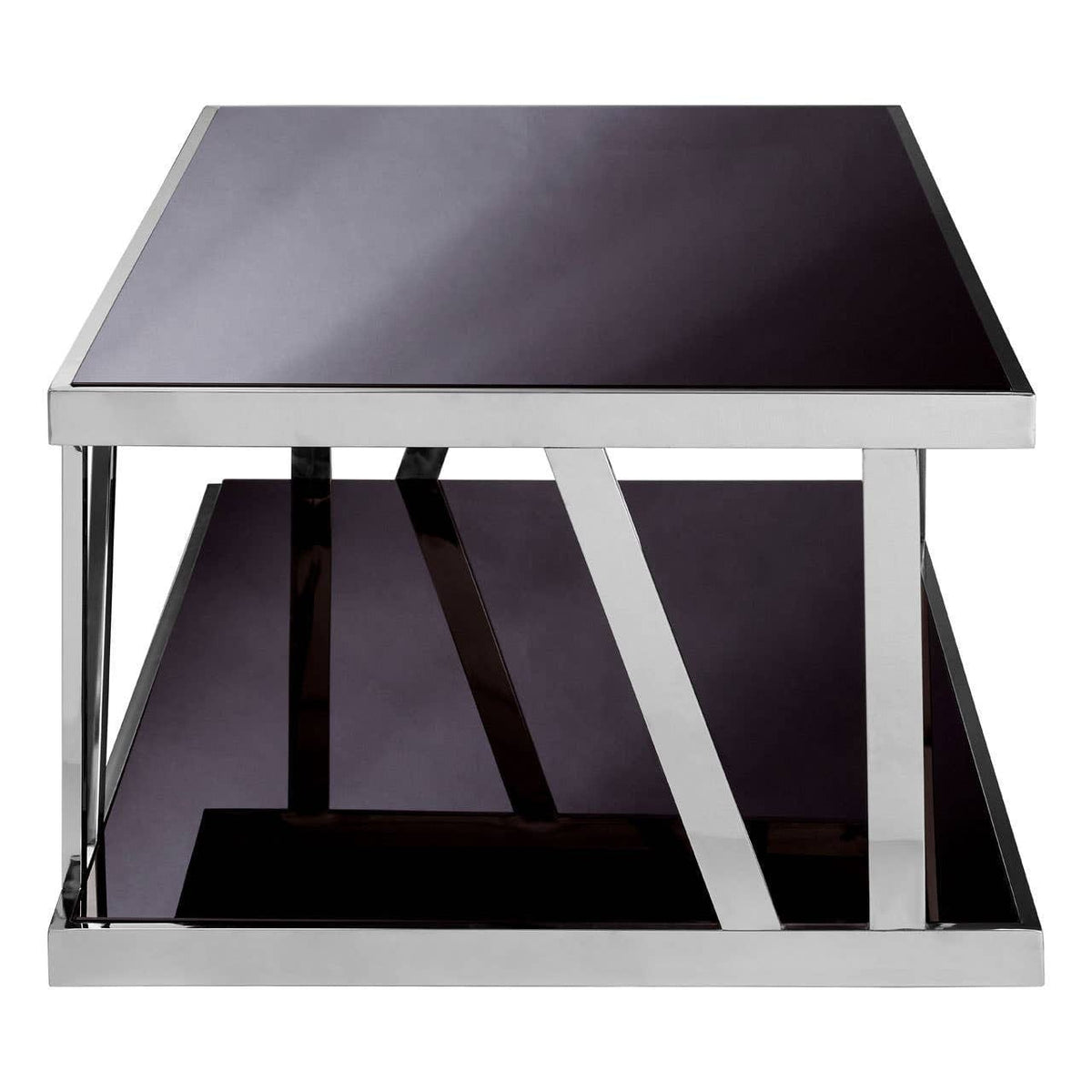 Noosa & Co. Living Ackley Silver Coffee Table with Black Glass House of Isabella UK
