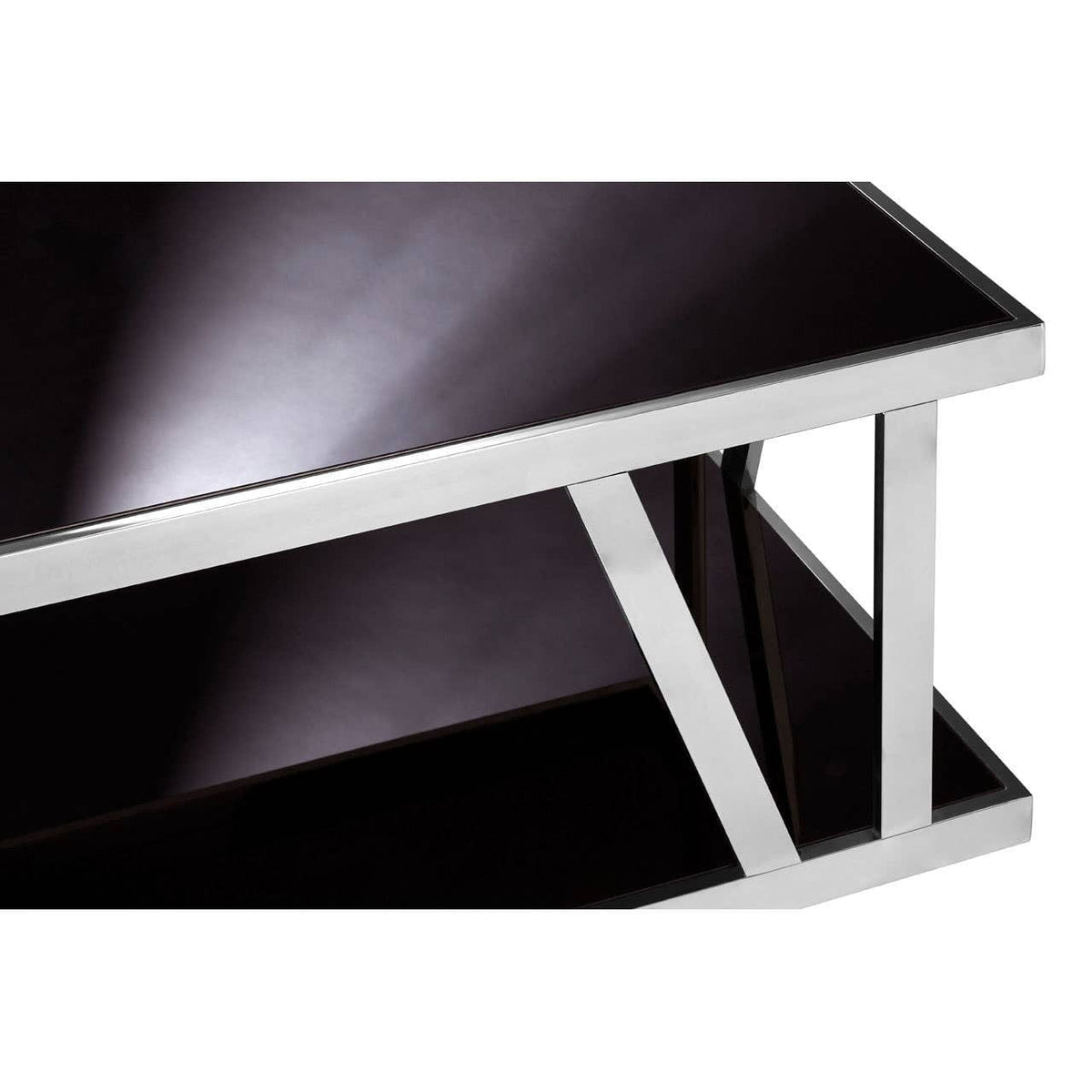Noosa & Co. Living Ackley Silver Coffee Table with Black Glass House of Isabella UK