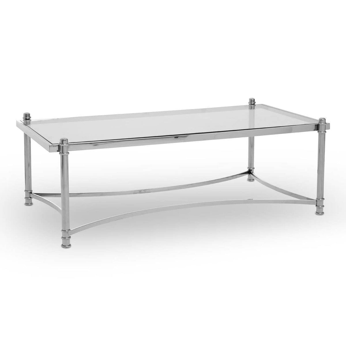 Noosa & Co. Living Ackley Silver Coffee Table with Clear Glass House of Isabella UK