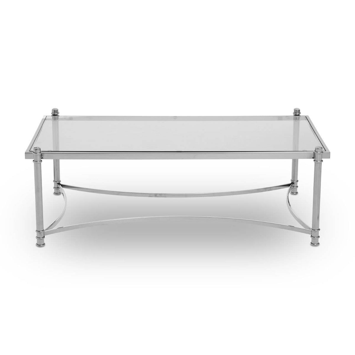 Noosa & Co. Living Ackley Silver Coffee Table with Clear Glass House of Isabella UK