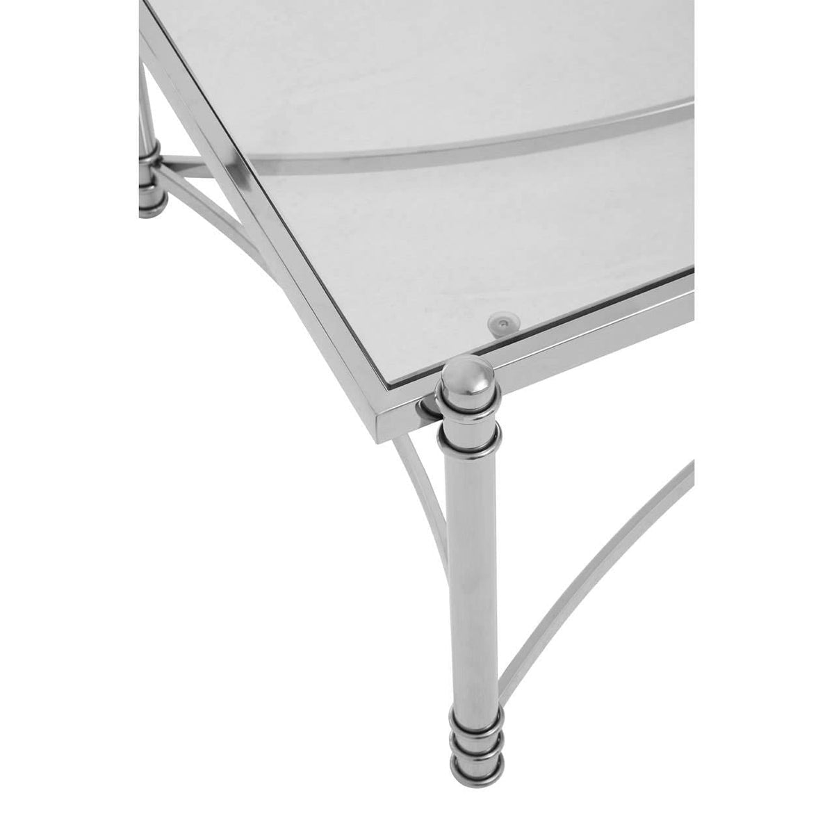 Noosa & Co. Living Ackley Silver Coffee Table with Clear Glass House of Isabella UK