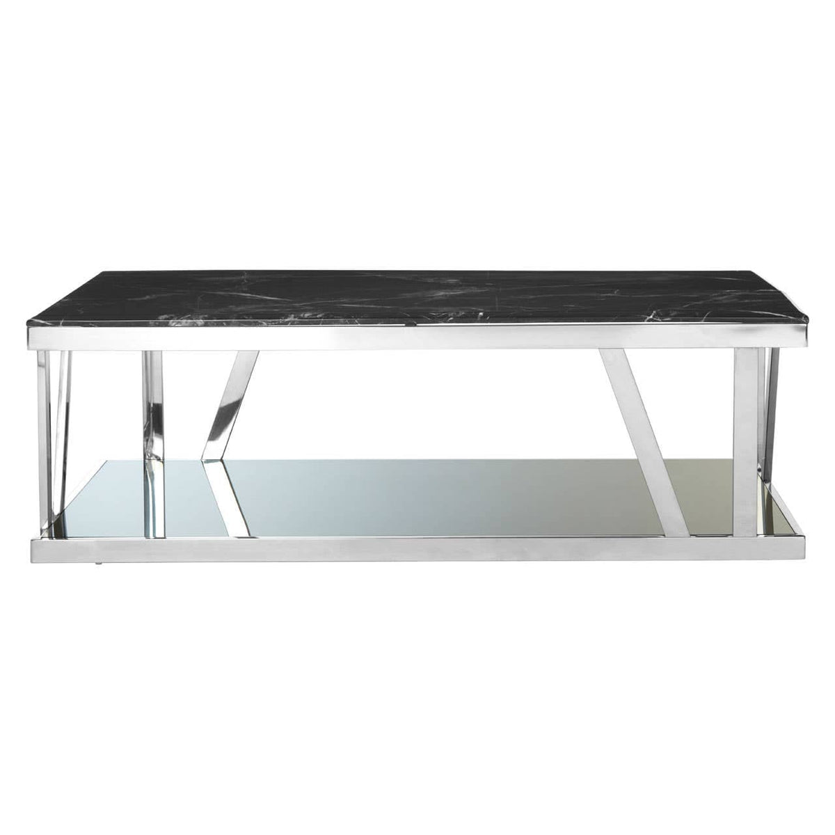 Ackley Silver Coffee Table with Marble Top.