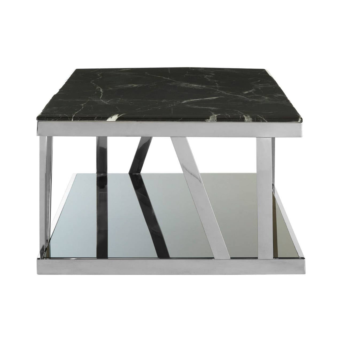 Ackley Silver Coffee Table with Marble Top.