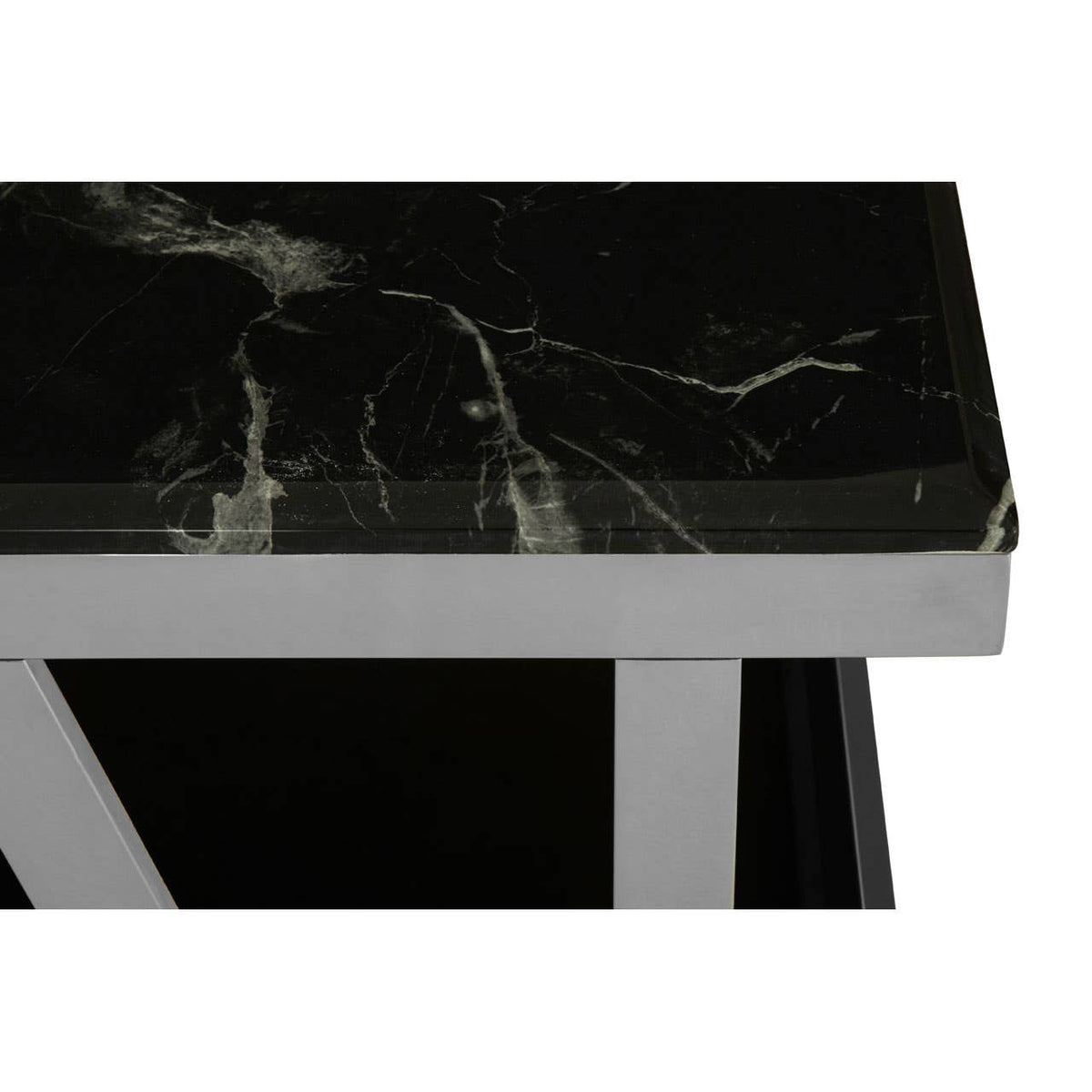 Ackley Silver Coffee Table with Marble Top.