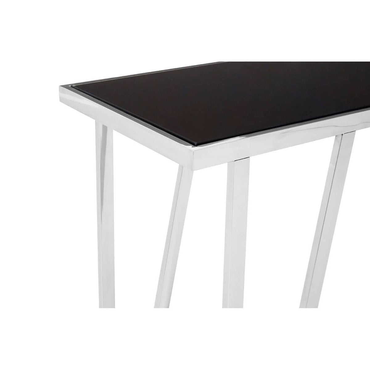 Ackey Table Noosa & Co. Living Ackley Silver Console Table With Black Glass House ...