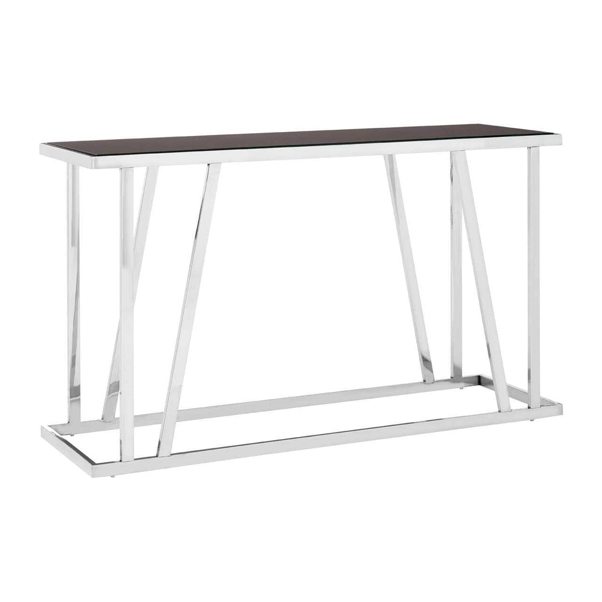 Noosa & Co. Living Ackley Silver Console Table With Black Glass House of Isabella UK