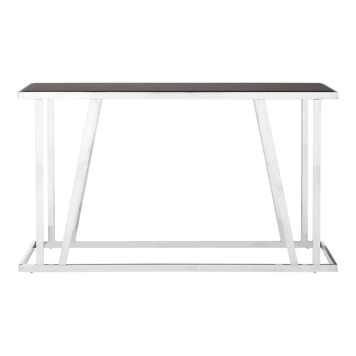 Noosa & Co. Living Ackley Silver Console Table With Black Glass House of Isabella UK
