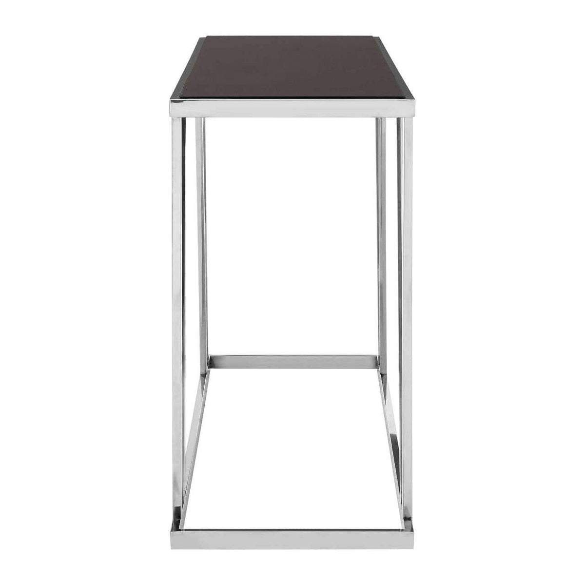 Ackey Table Noosa & Co. Living Ackley Silver Console Table With Black Glass House ...