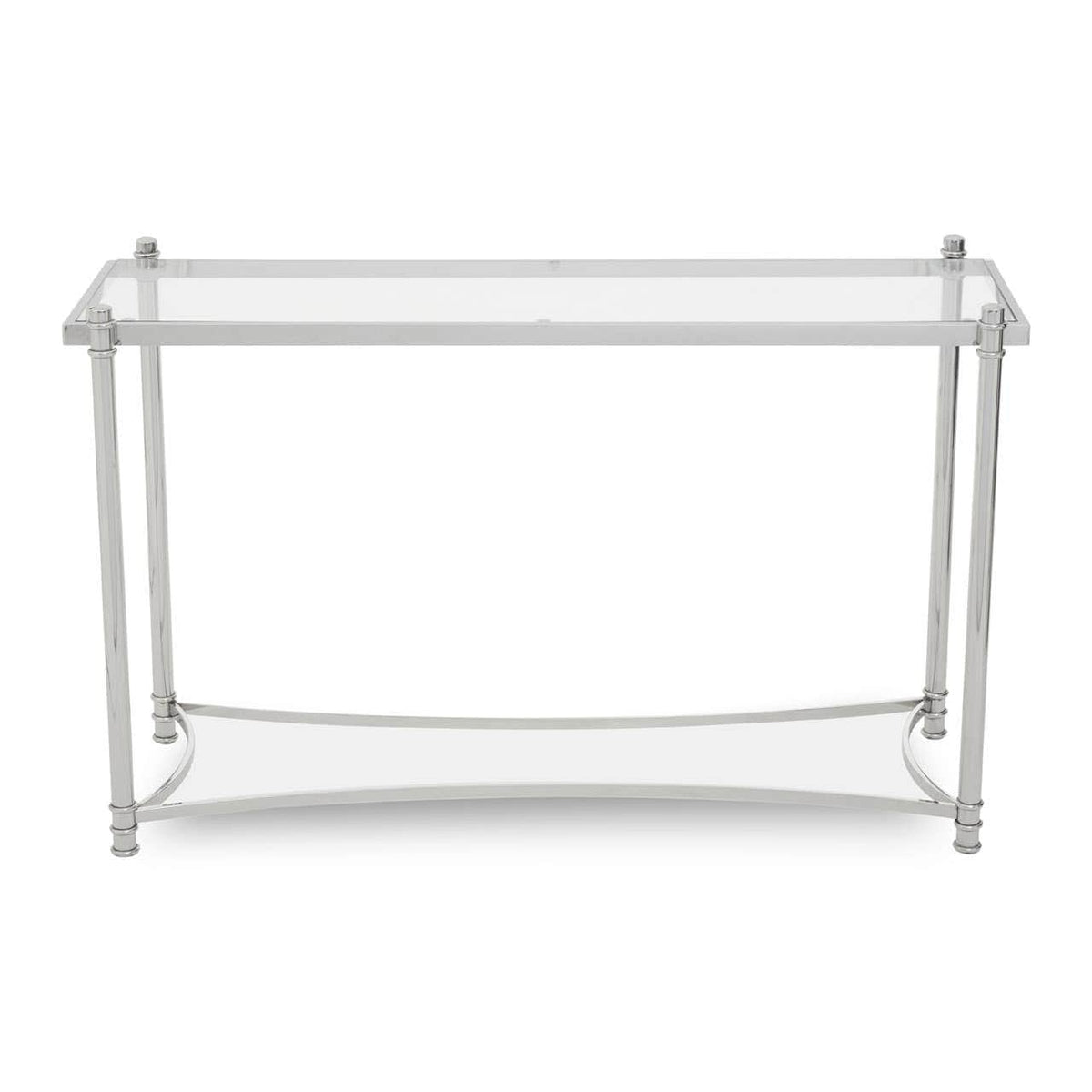 Noosa & Co. Living Ackley Silver Console Table with Clear Glass House of Isabella UK