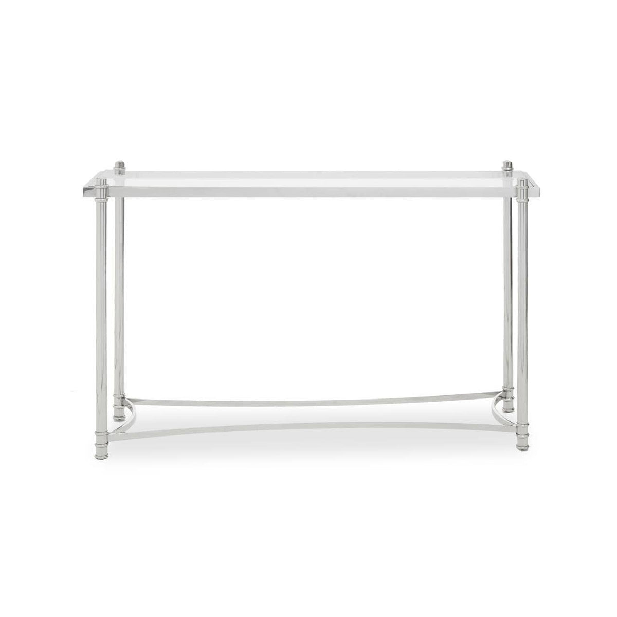 Noosa & Co. Living Ackley Silver Console Table with Clear Glass House of Isabella UK