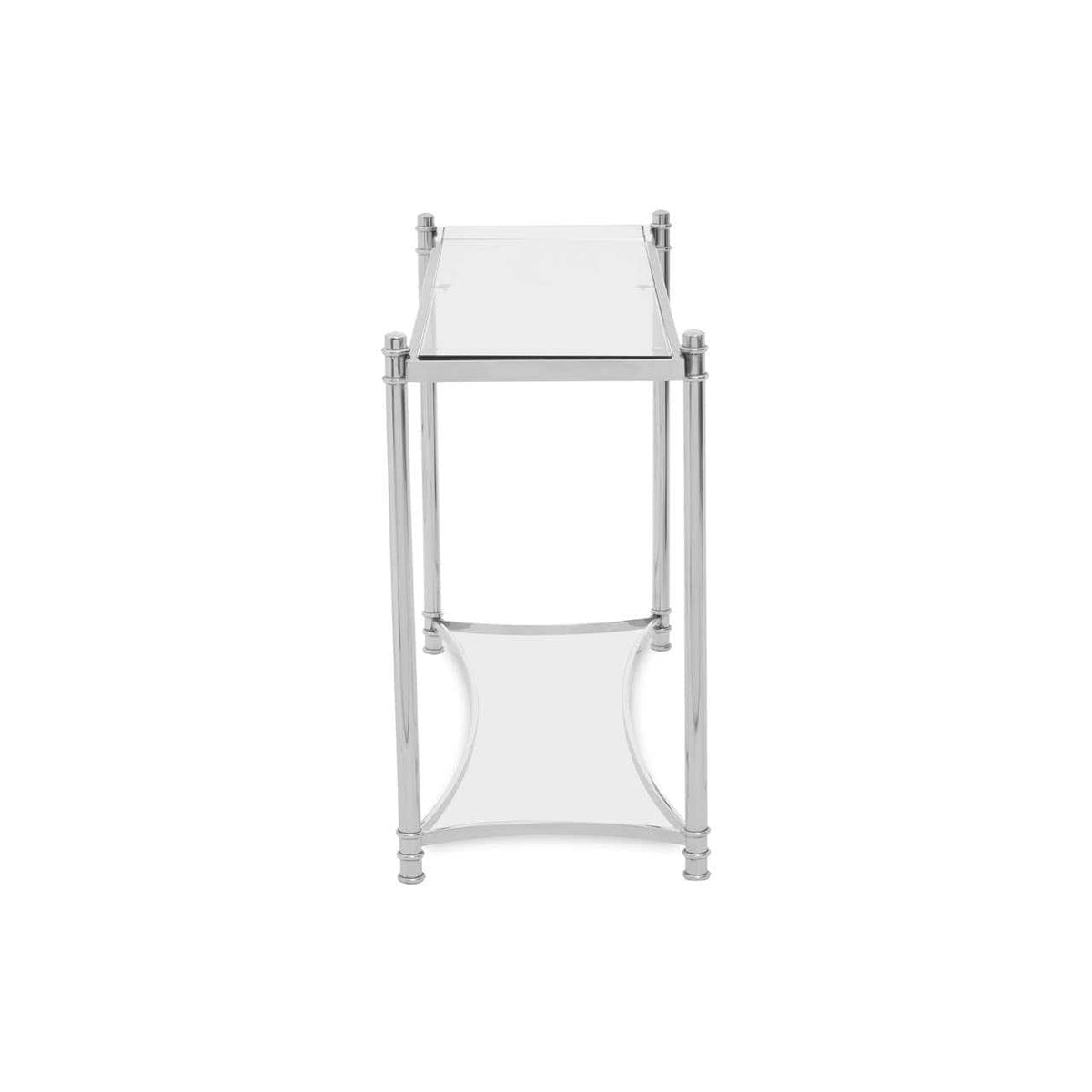 Noosa & Co. Living Ackley Silver Console Table with Clear Glass House of Isabella UK