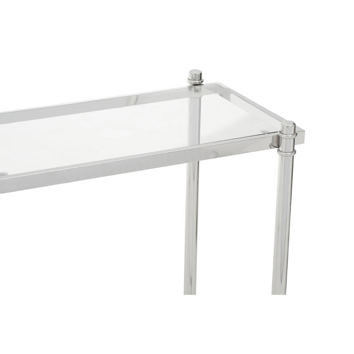 Noosa & Co. Living Ackley Silver Console Table with Clear Glass House of Isabella UK