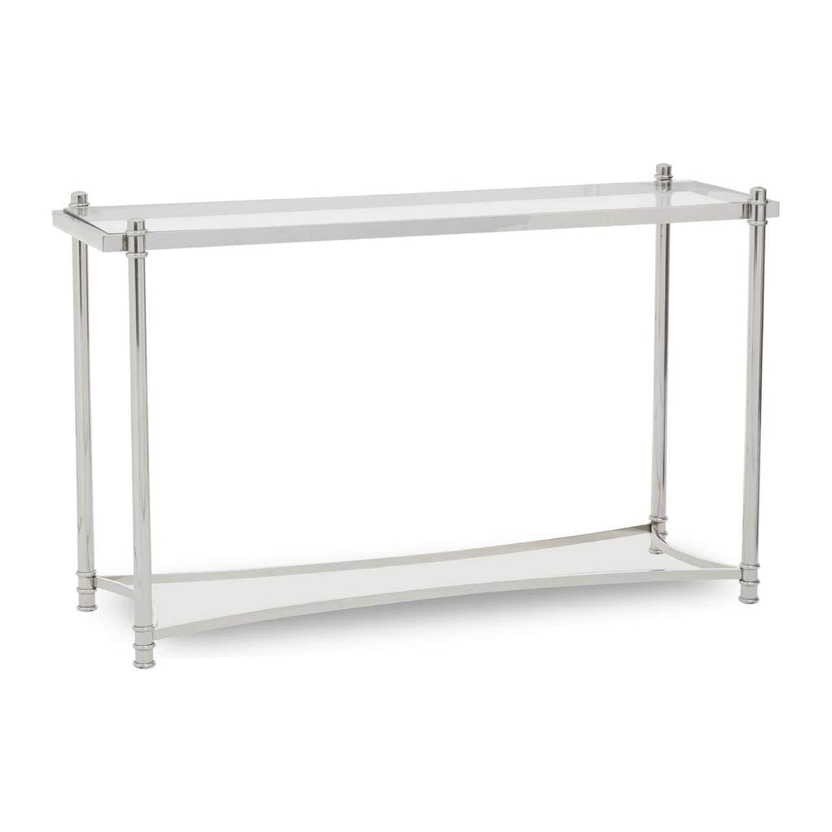 Noosa & Co. Living Ackley Silver Console Table with Clear Glass House of Isabella UK