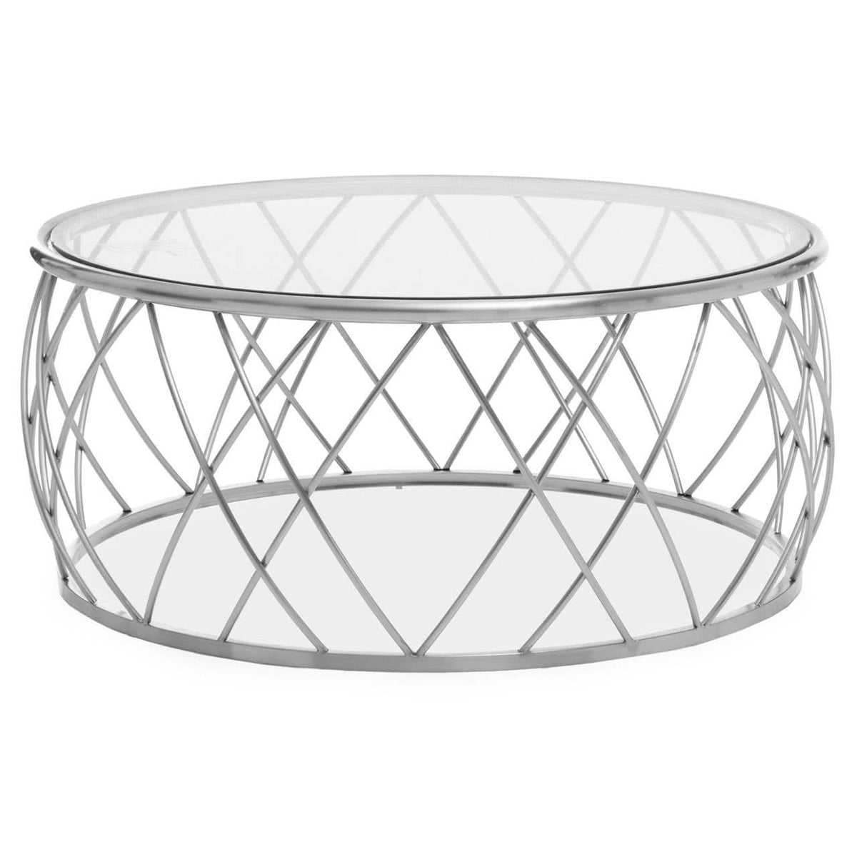 Noosa & Co. Living Ackley Silver Round Coffee Table with Clear Glass House of Isabella UK