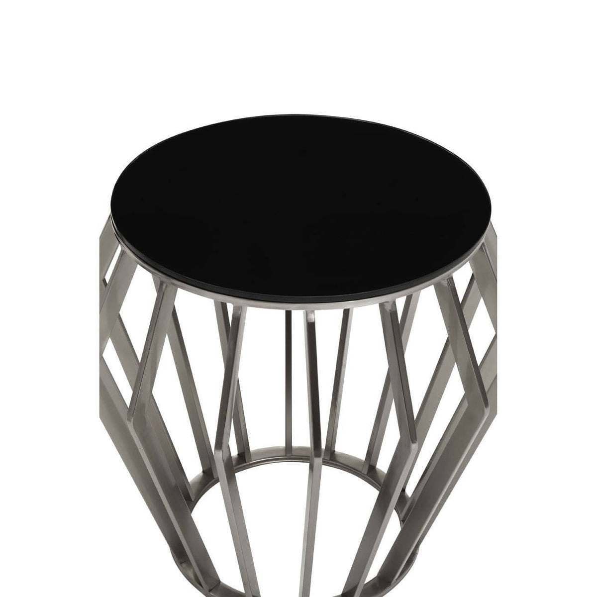 Noosa & Co. Living Ackley Silver Round Side Table with Black Glass House of Isabella UK