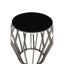 Noosa & Co. Living Ackley Silver Round Side Table with Black Glass House of Isabella UK