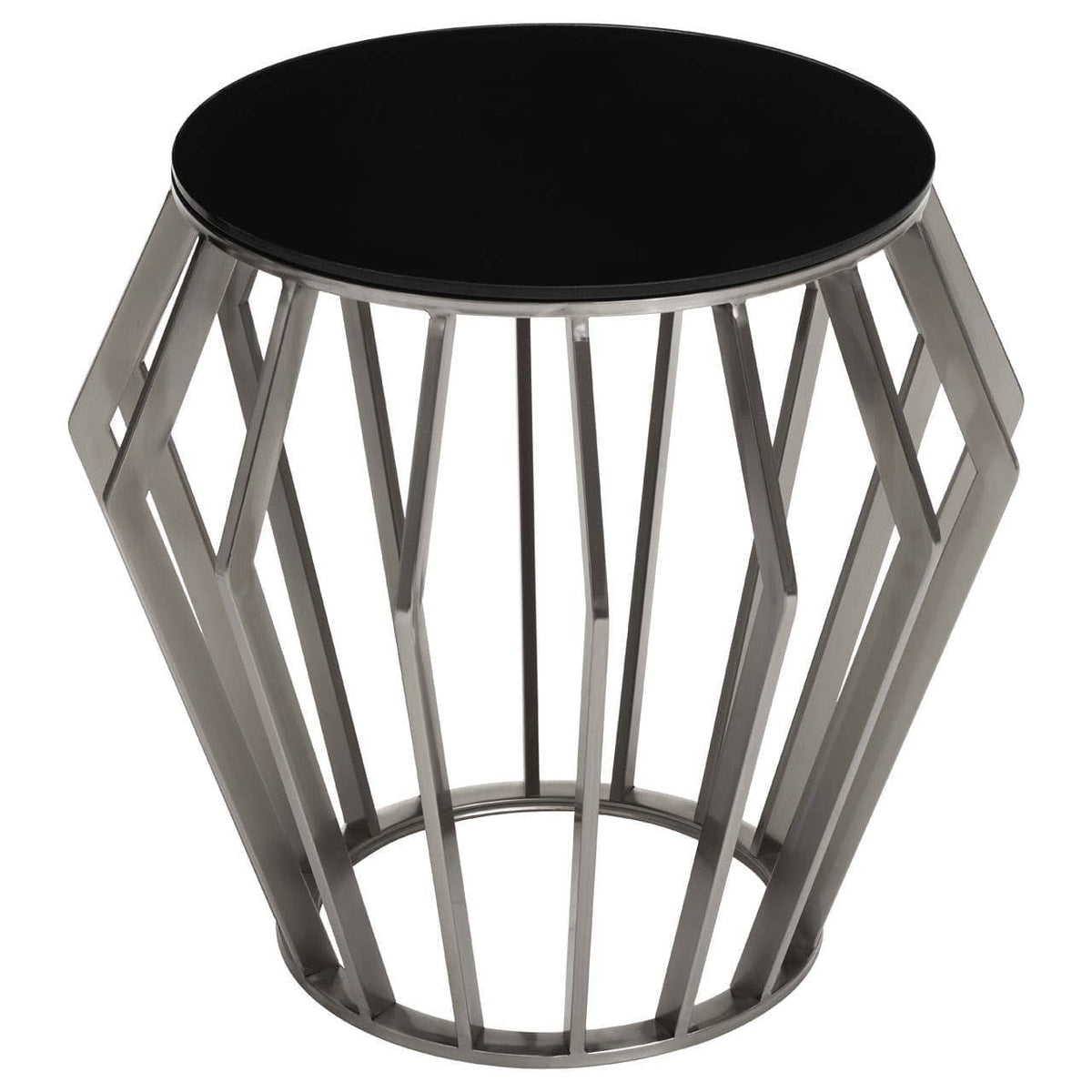 Noosa & Co. Living Ackley Silver Round Side Table with Black Glass House of Isabella UK