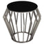Noosa & Co. Living Ackley Silver Round Side Table with Black Glass House of Isabella UK