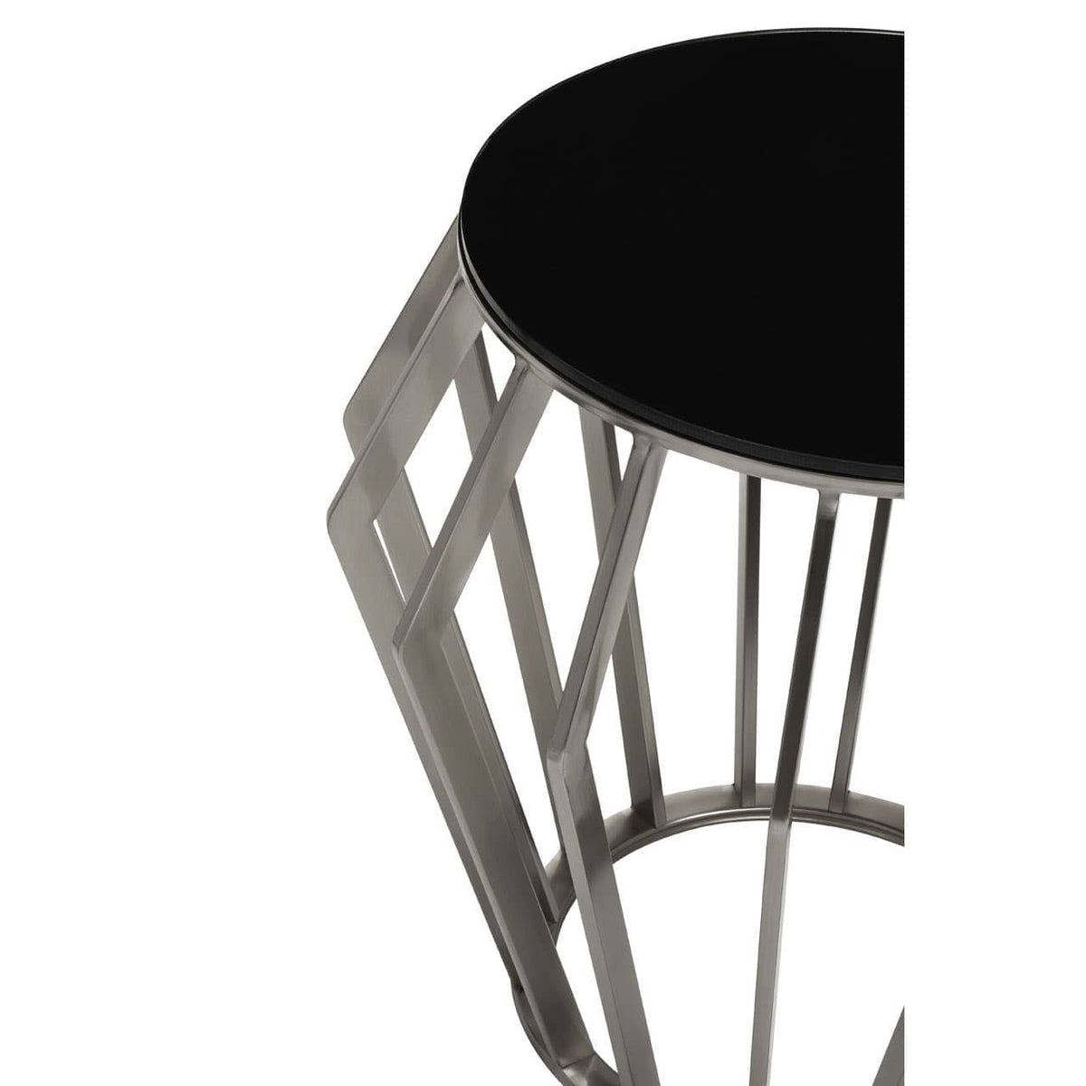 Noosa & Co. Living Ackley Silver Round Side Table with Black Glass House of Isabella UK