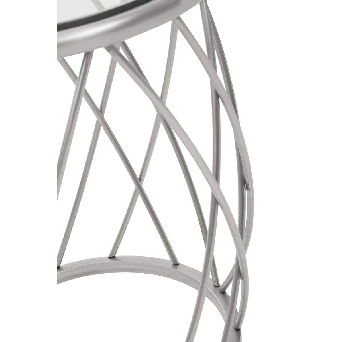 Noosa & Co. Living Ackley Silver Round Side Table with Clear Glass House of Isabella UK