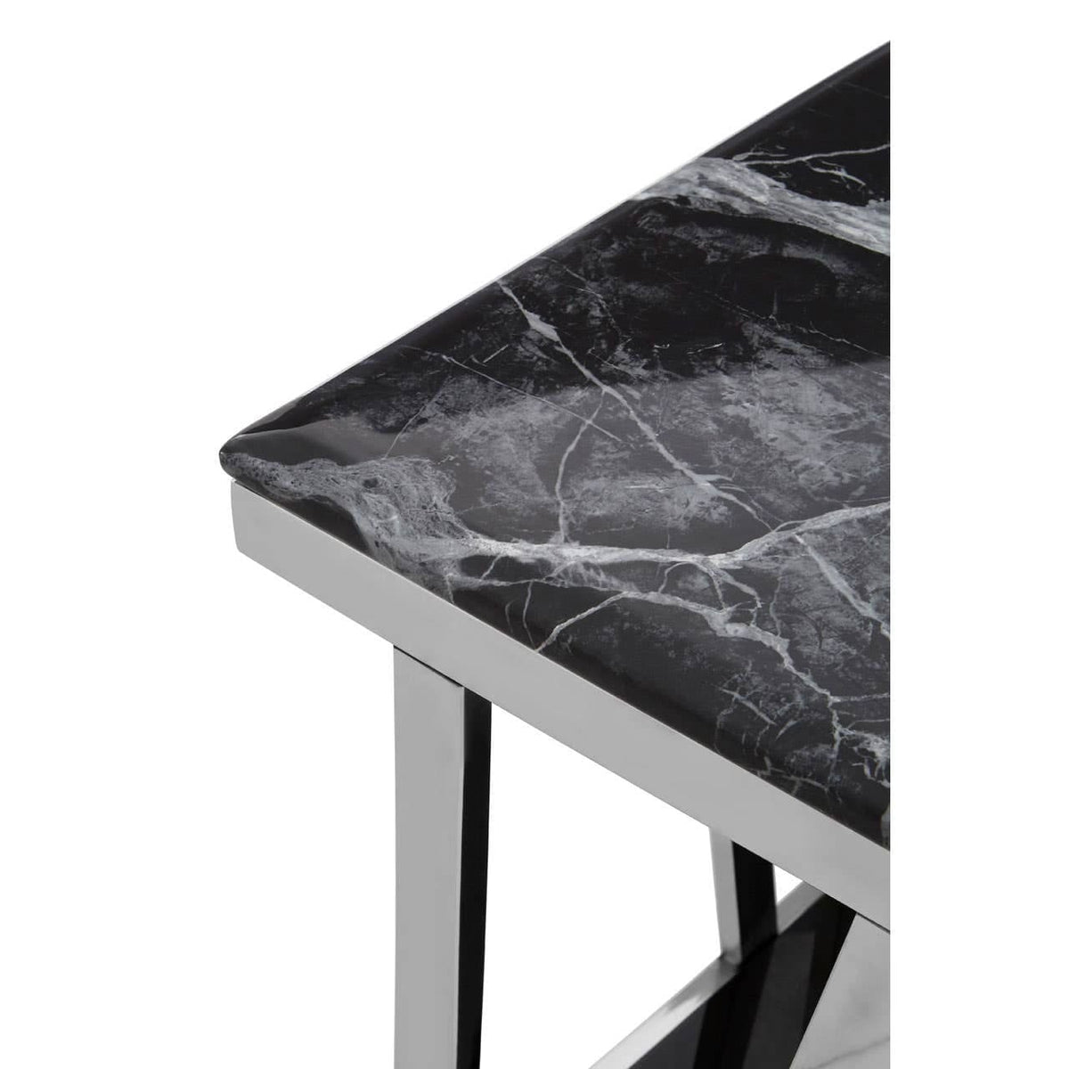 Noosa & Co. Living Ackley Silver Side Table With Black Marble Top House of Isabella UK
