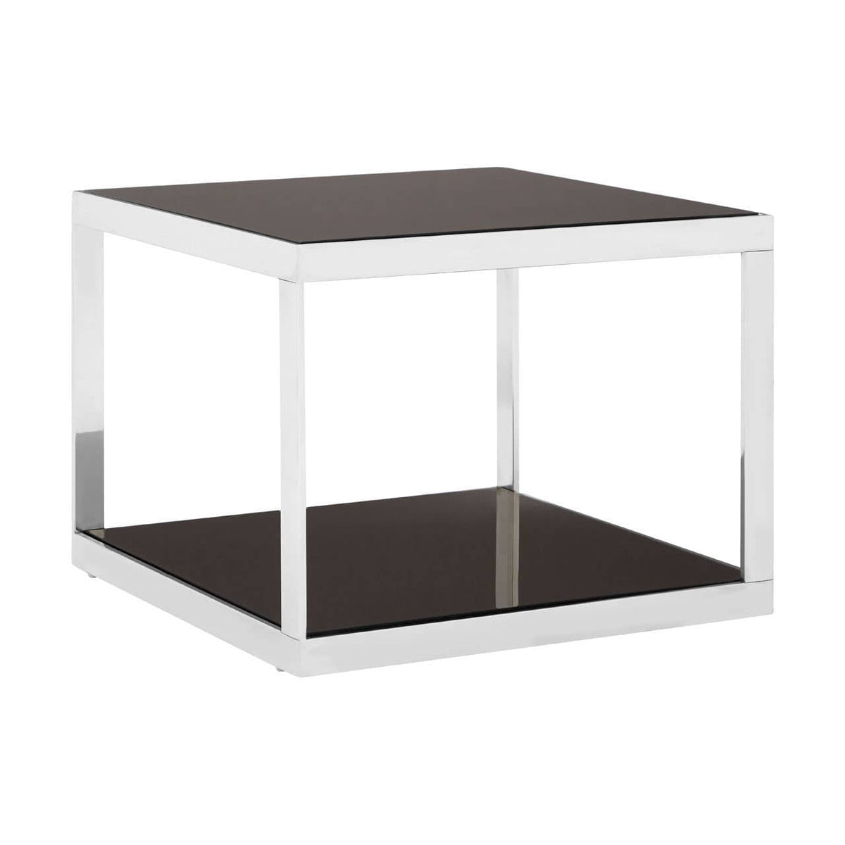 Noosa & Co. Living Ackley Silver Square Coffee Table with Black Glass House of Isabella UK