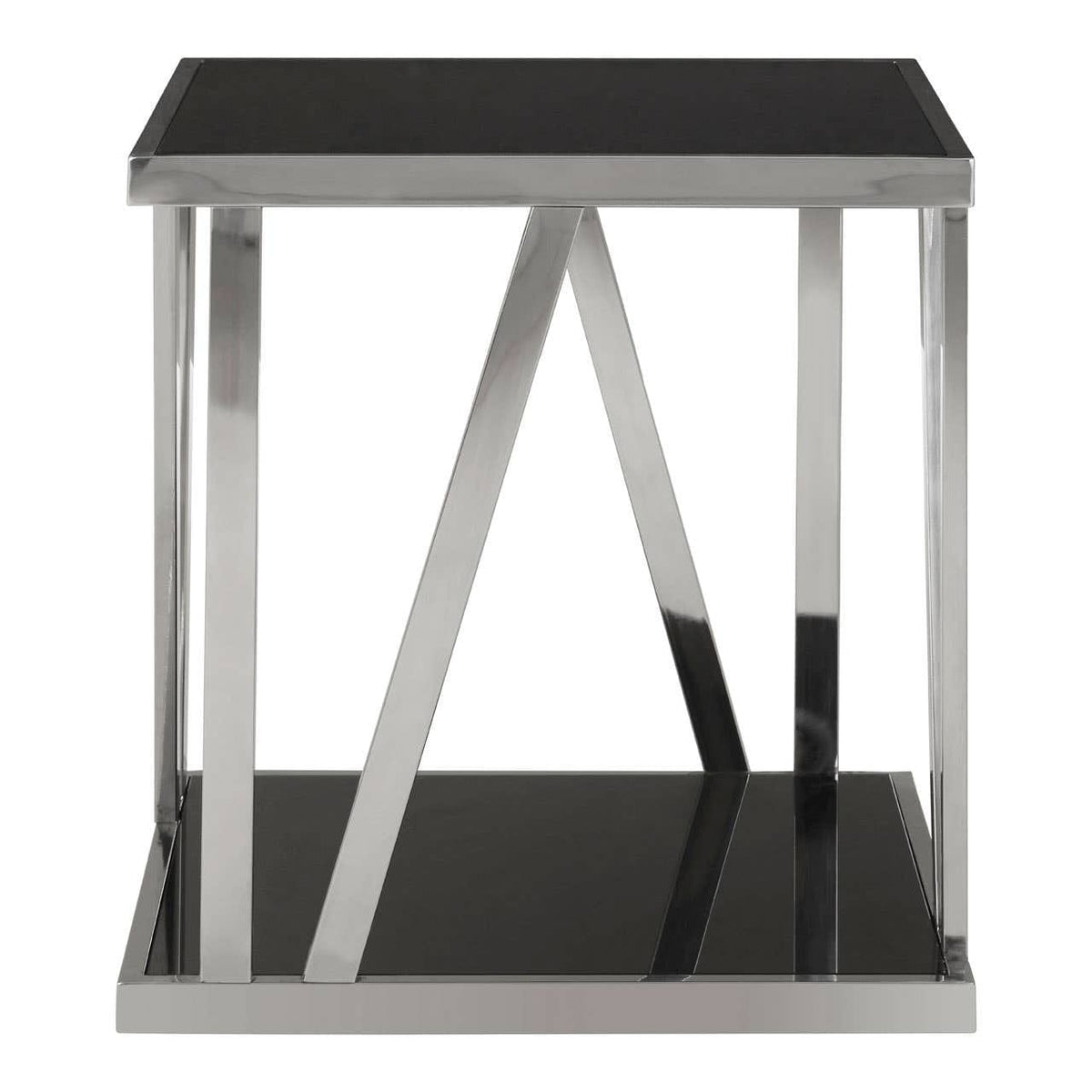 Noosa & Co. Living Ackley Silver Square Side Table with Black Glass House of Isabella UK