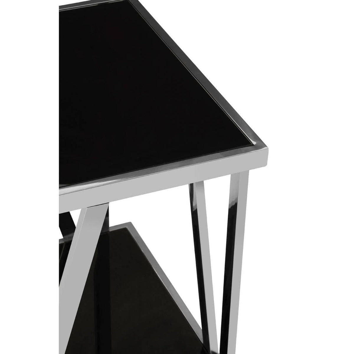 Noosa & Co. Living Ackley Silver Square Side Table with Black Glass House of Isabella UK